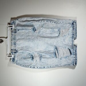 Top Trends cotton blend distressed denim‎ skirt